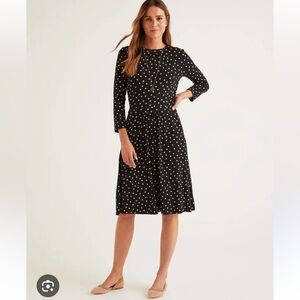 Boden Mira Jersey Polka Dot Fit & Flare Knee Length Midi Dress size 6P